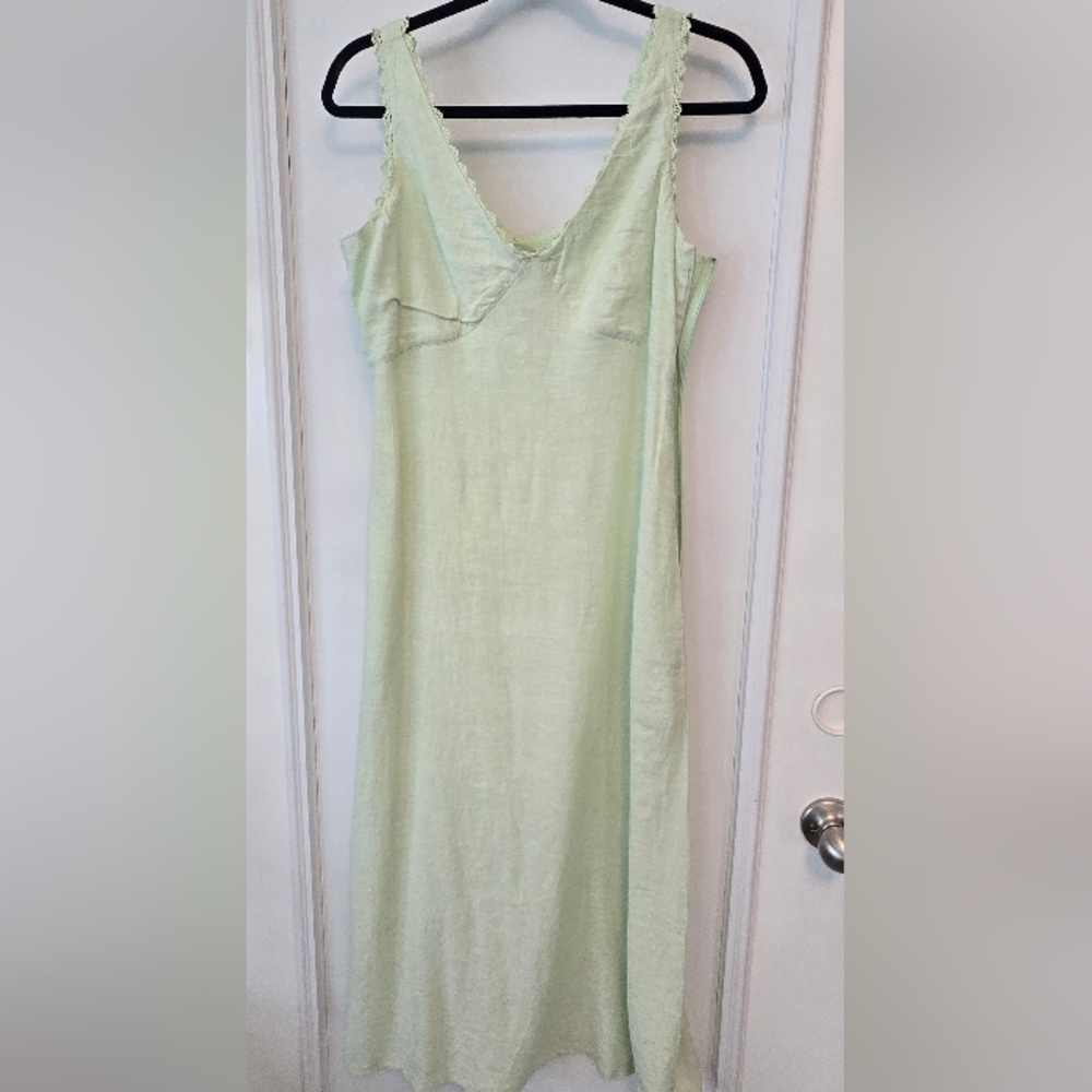 Laura Ashley Pale Mint Green Linen Maxi Dress